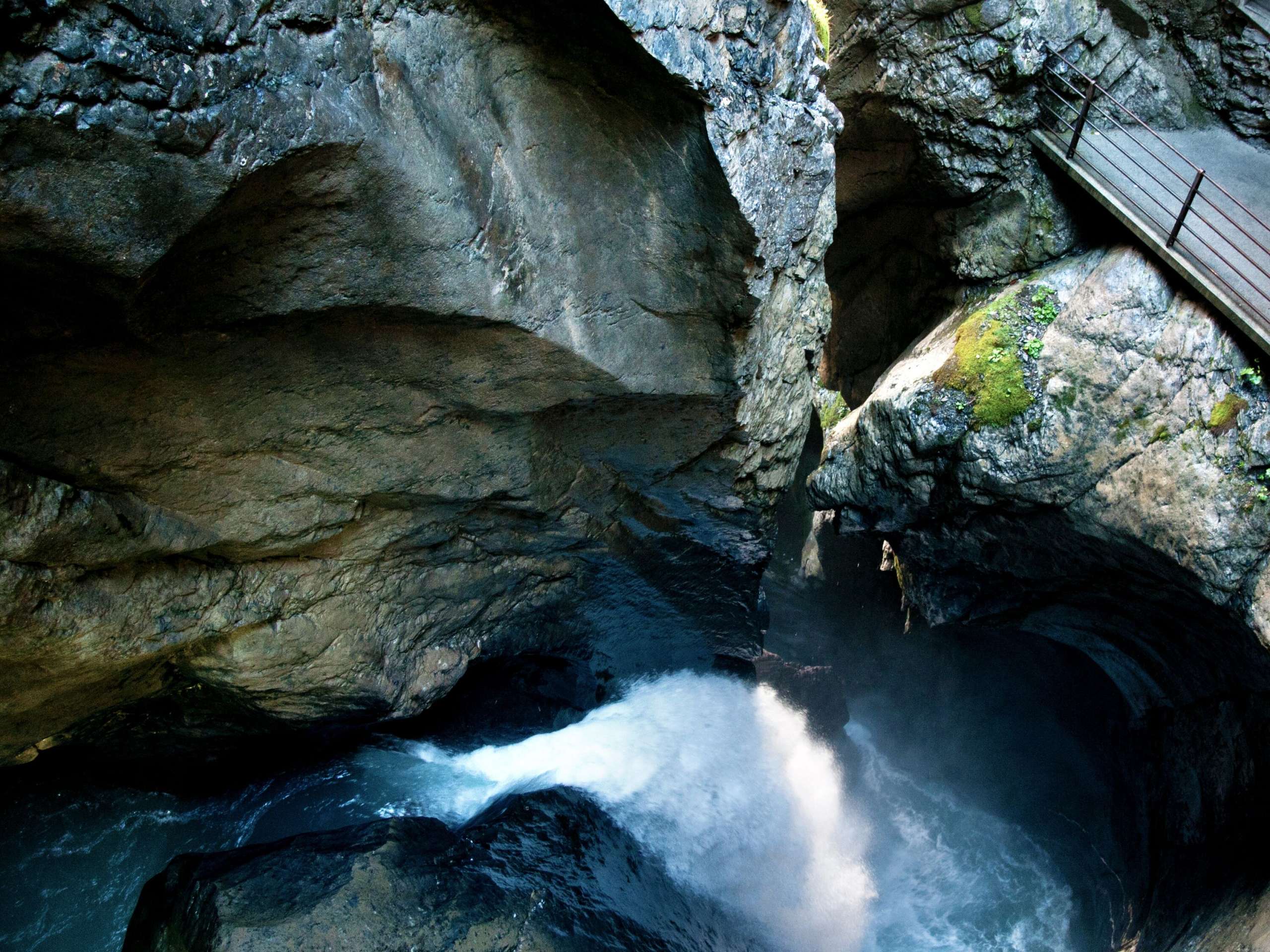 The Trümmelbach Falls in Lauterbrunnen are a waterfall within rocks.