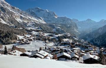 Wengen Dorf im Winter